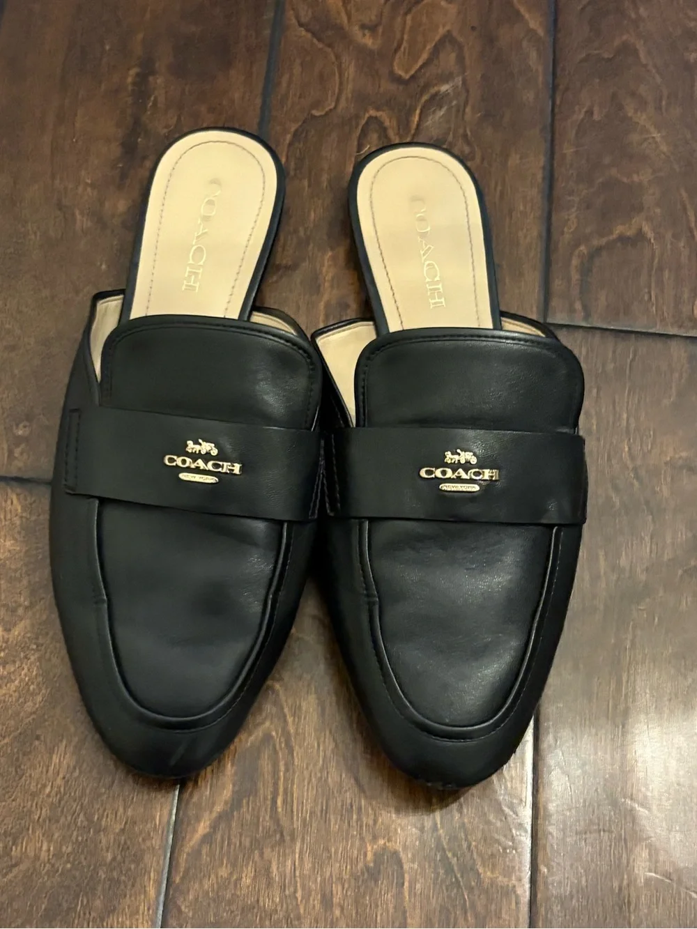 Coach Black Leather Samie slide